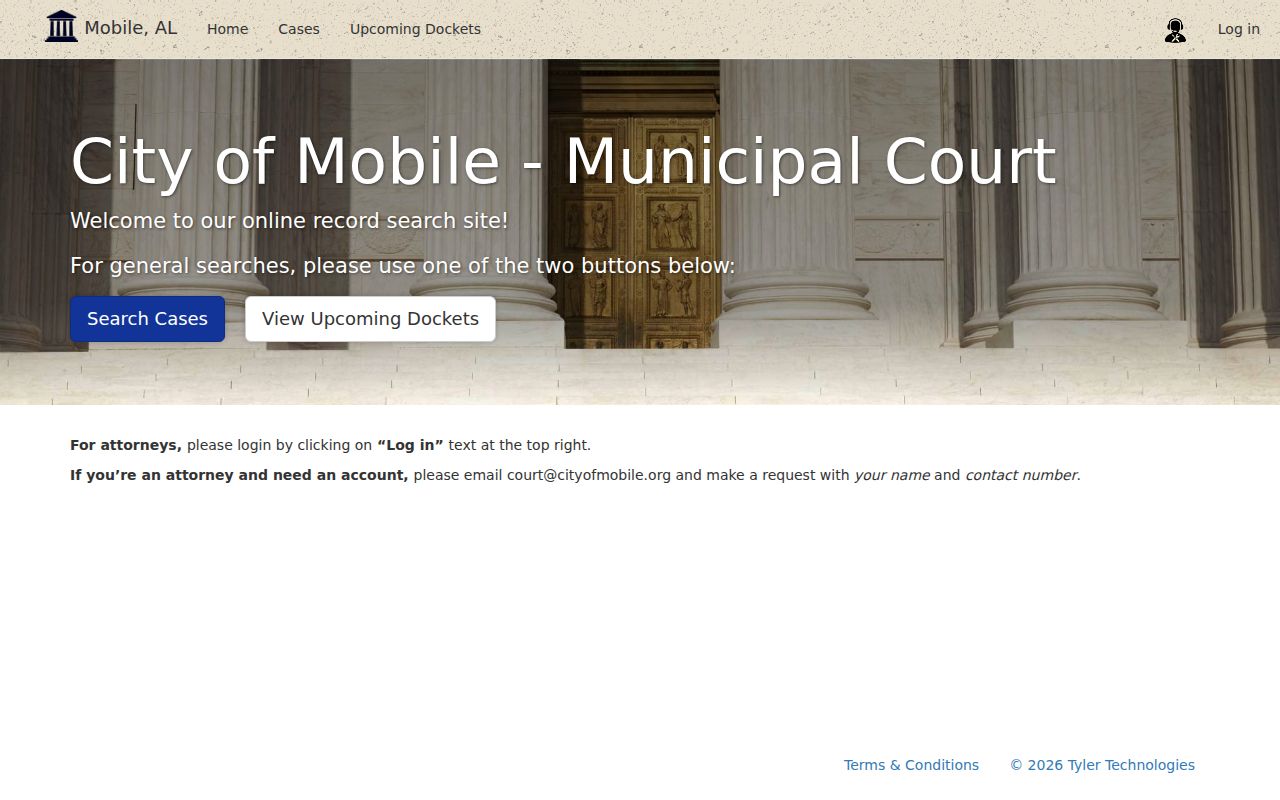 Mobile Municipal Records Search online portal for DUI and court cases