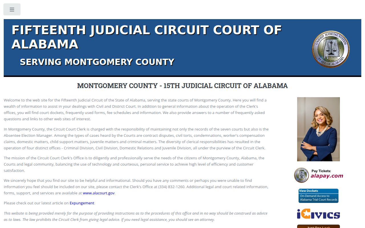 Montgomery Municipal Court website and online services portal