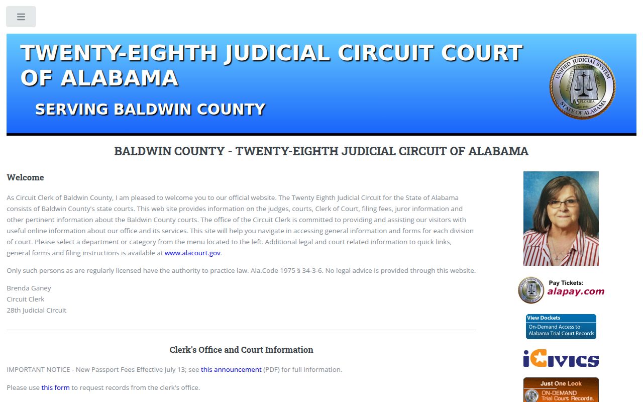 Baldwin County Alacourt portal for DUI record searches