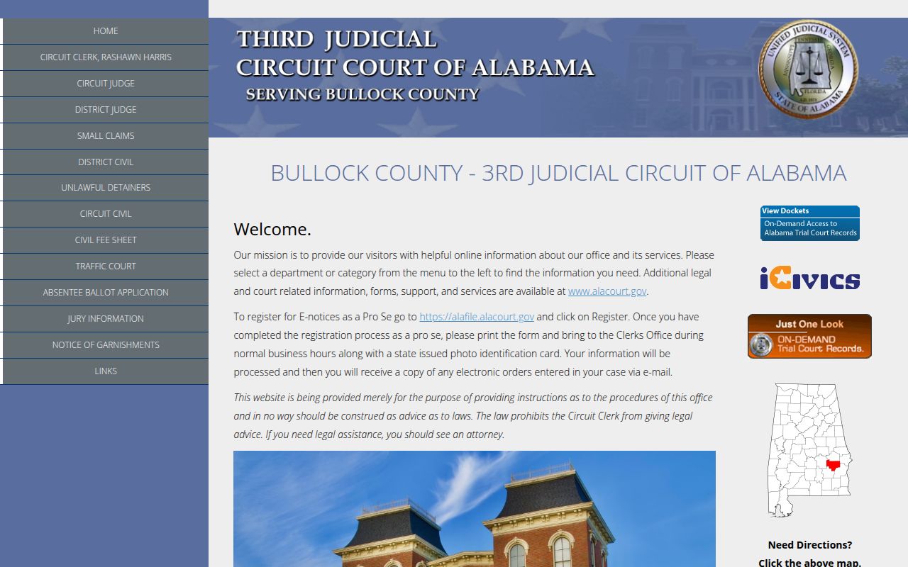 Bullock County Alacourt portal for DUI record searches
