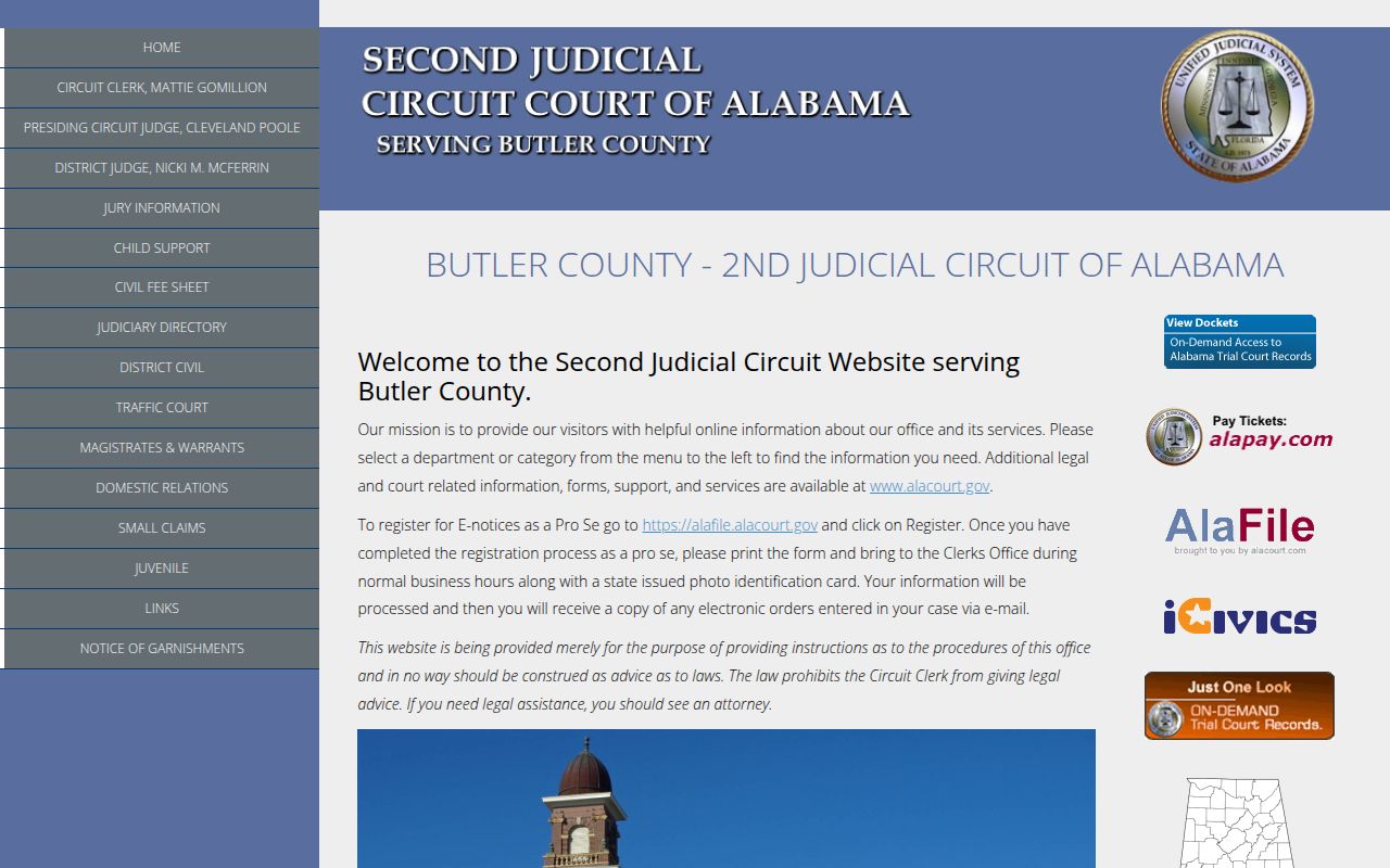 Butler County Alacourt portal for DUI record searches