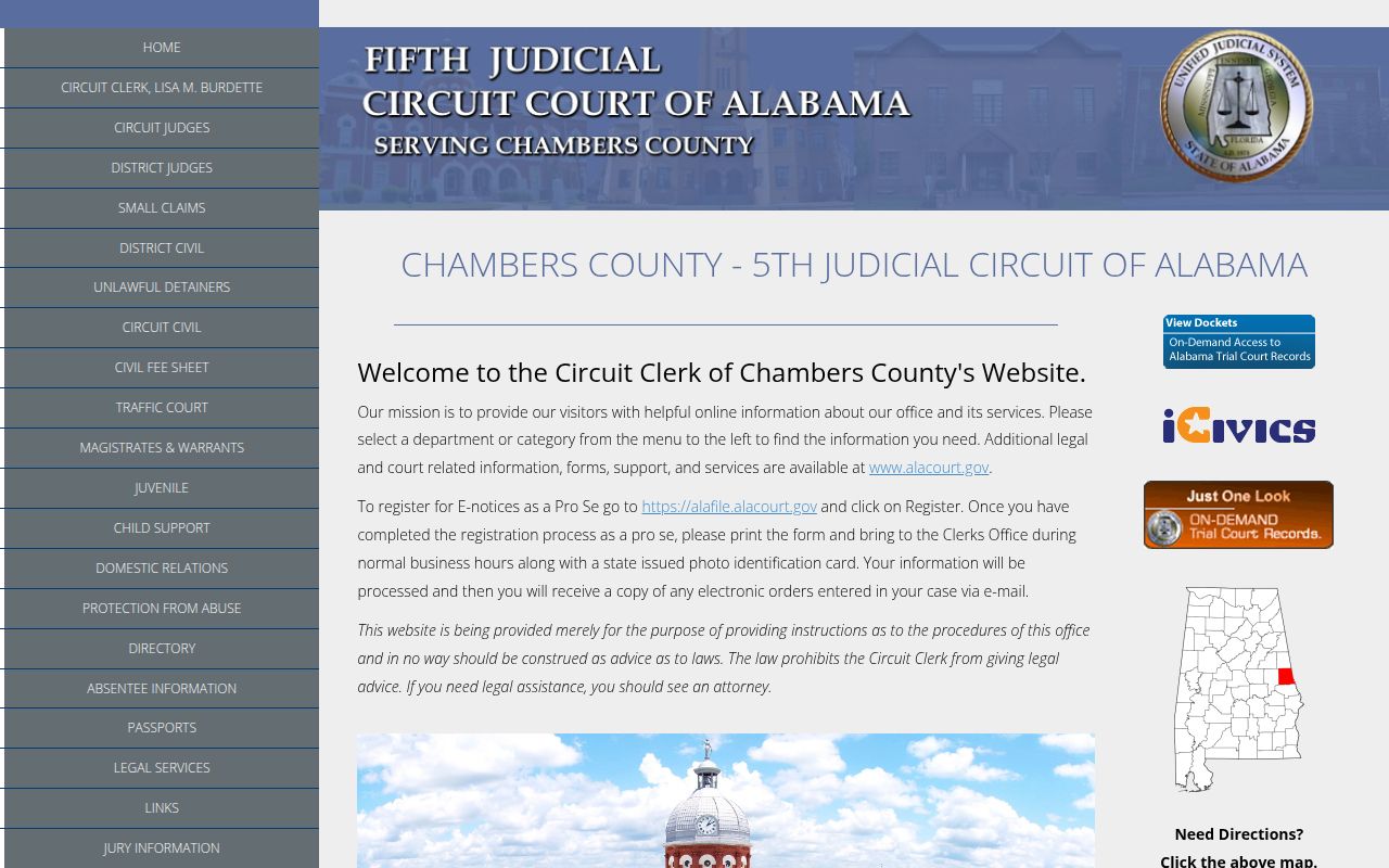 Chambers County Alacourt portal for DUI record searches