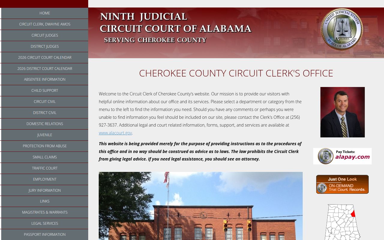 Cherokee County Alacourt portal for DUI record searches