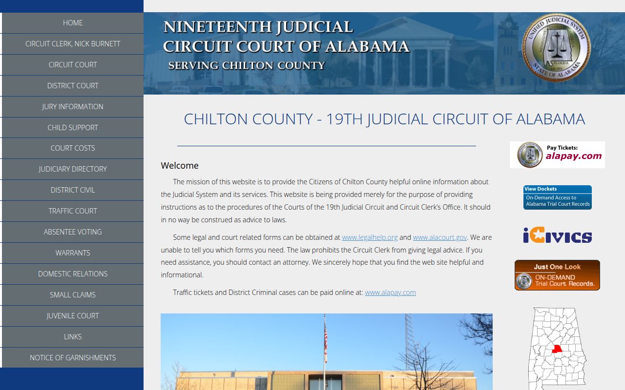 Chilton County Alacourt portal for DUI record searches