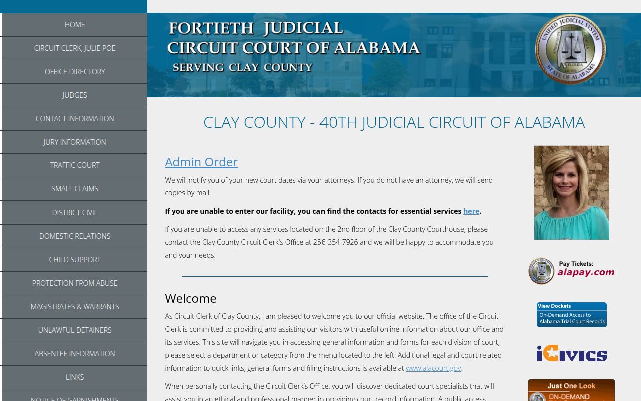 Clay County Alacourt portal for DUI record searches