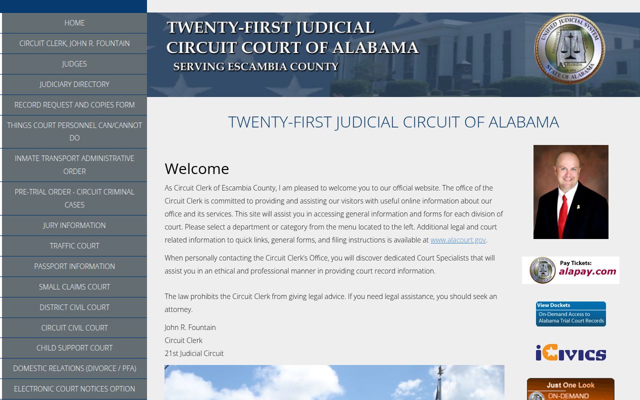 Escambia County Alacourt portal for DUI record searches