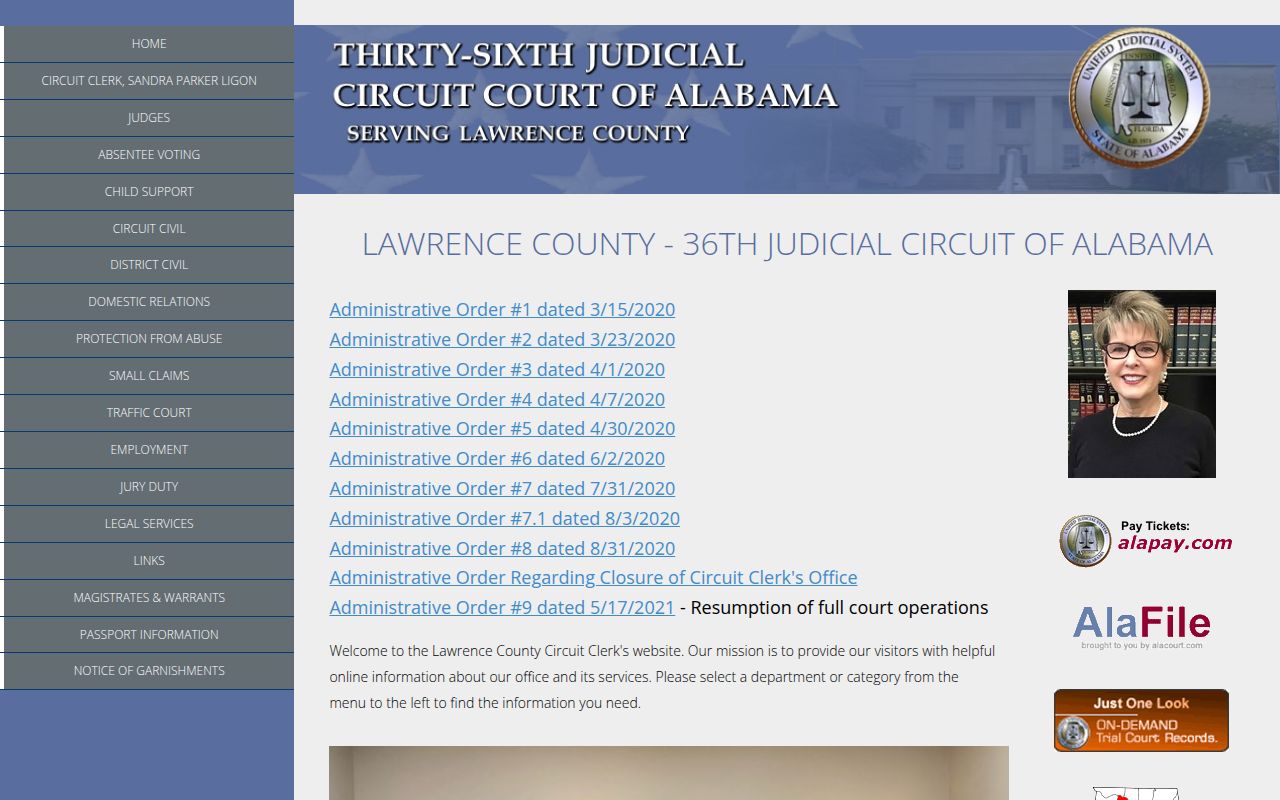 Lawrence County DUI records search portal on Alacourt