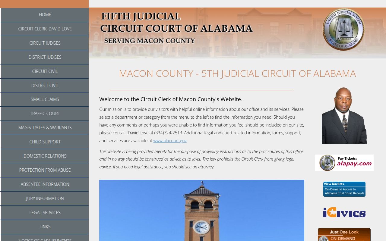 Macon County DUI records search portal on Alacourt