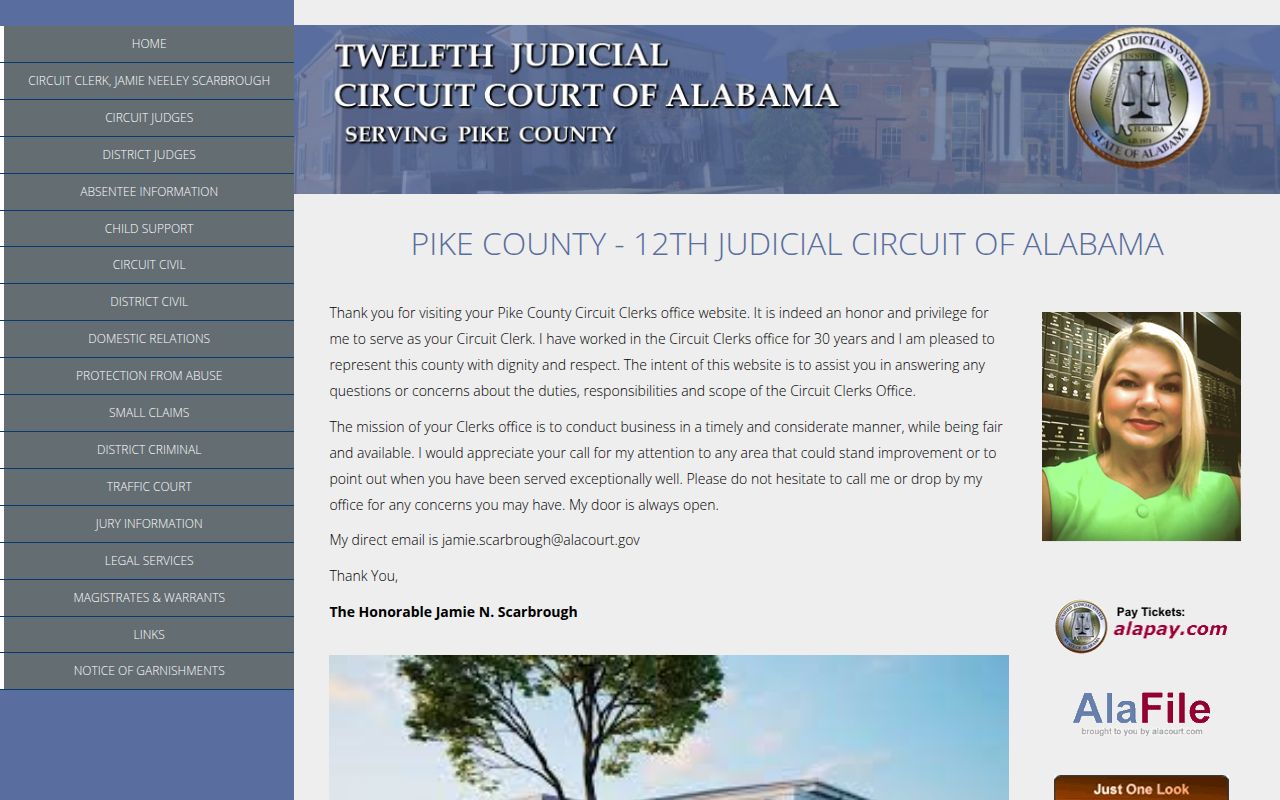 Pike County DUI records search portal on Alacourt