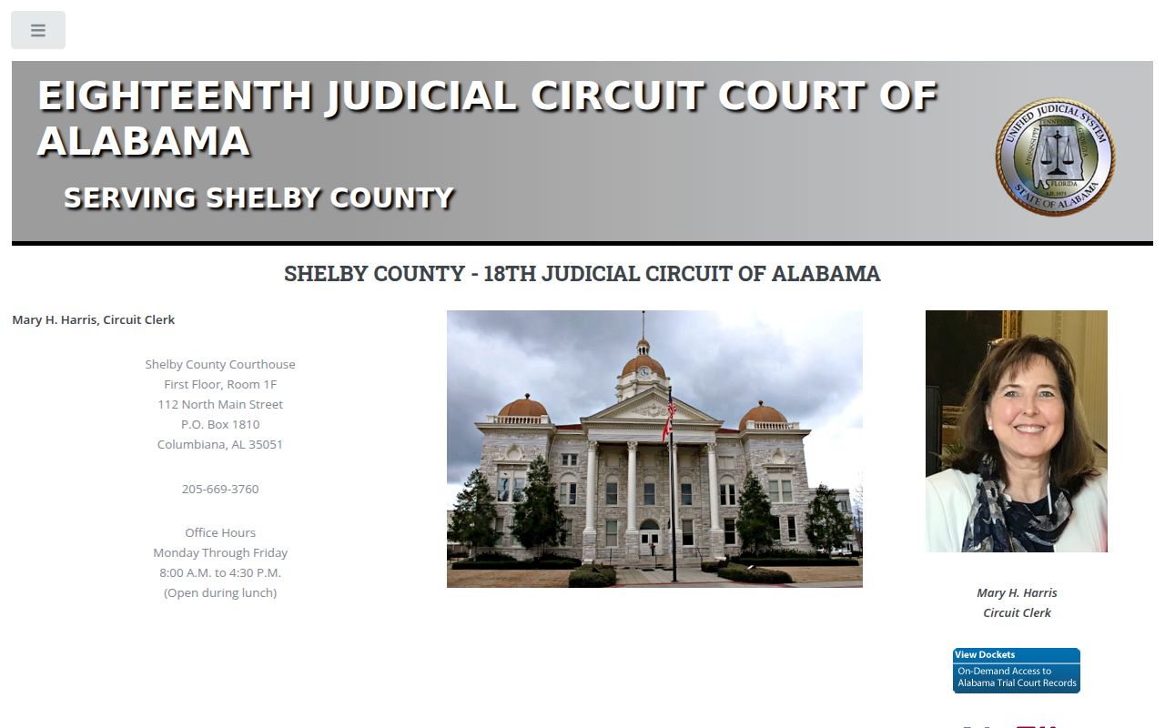 Shelby County DUI records search portal on Alacourt