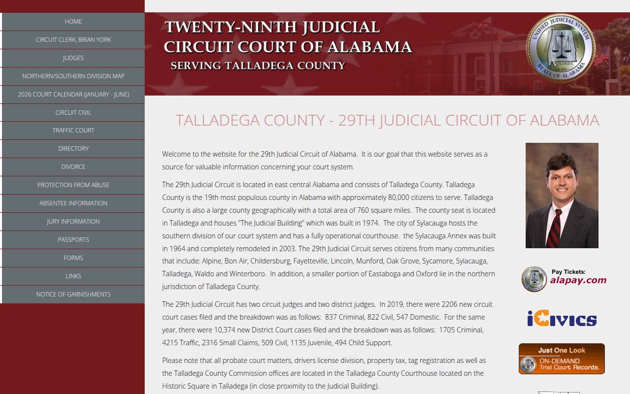 Talladega County DUI records search portal on Alacourt