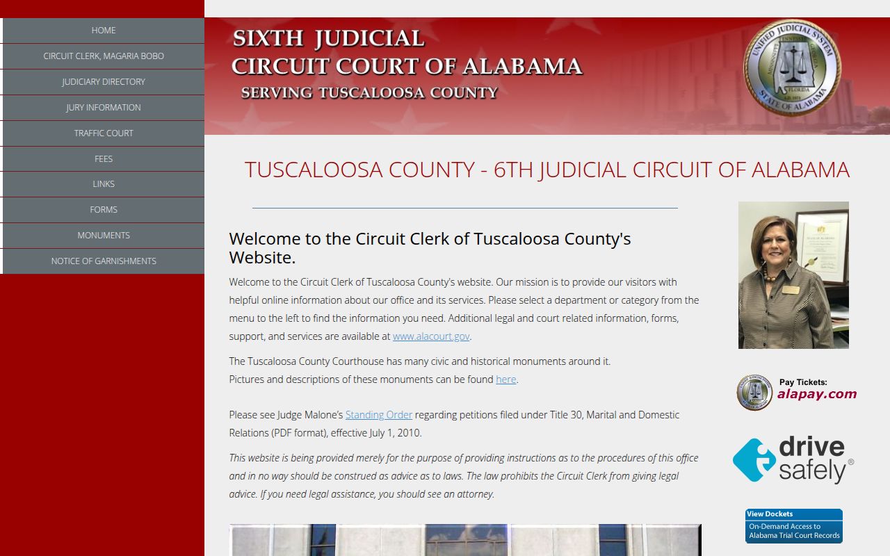 Tuscaloosa County DUI records search portal on Alacourt