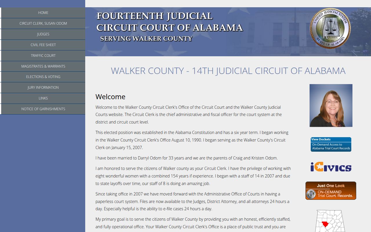 Walker County DUI records search portal on Alacourt