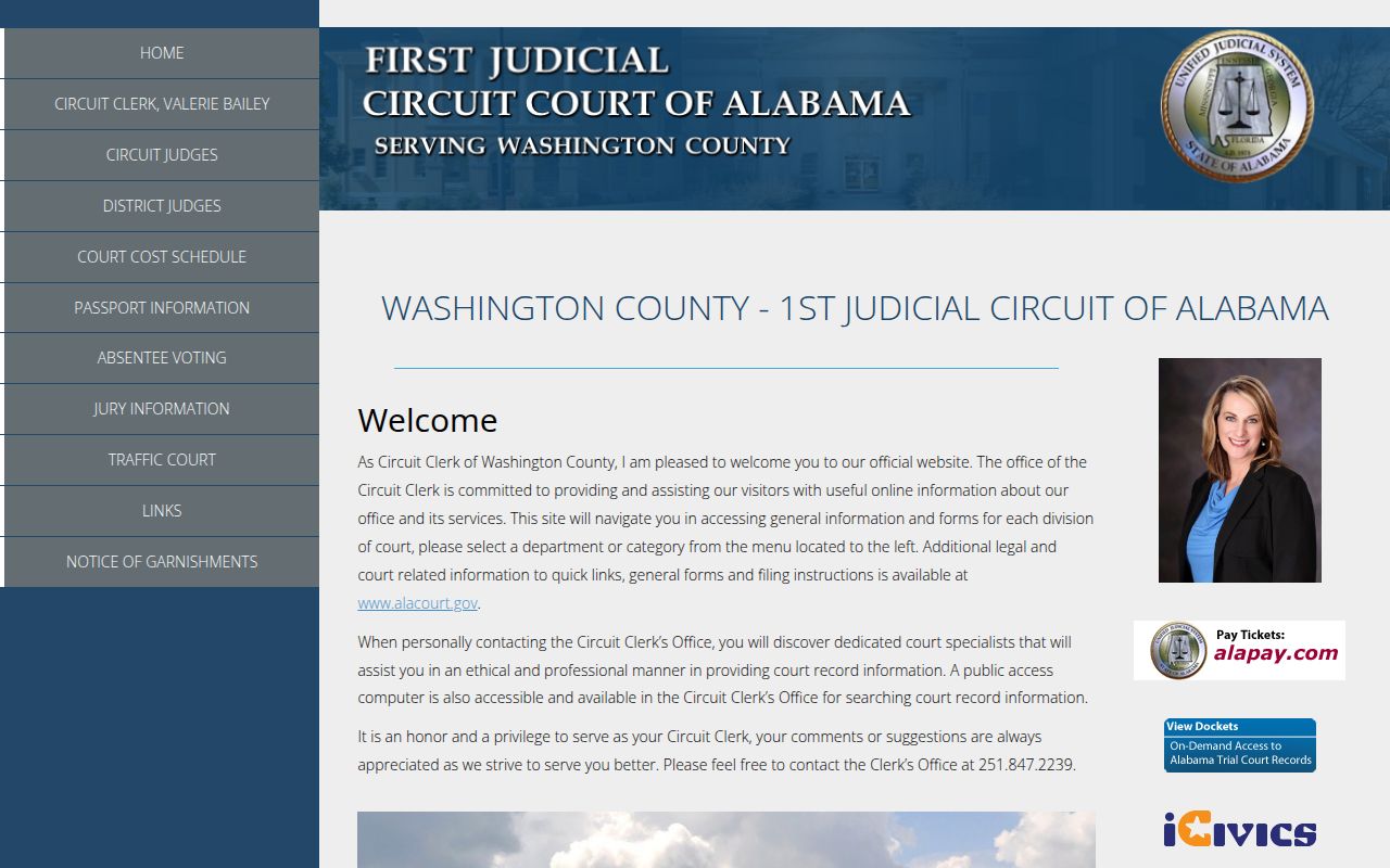Washington County DUI records search portal on Alacourt