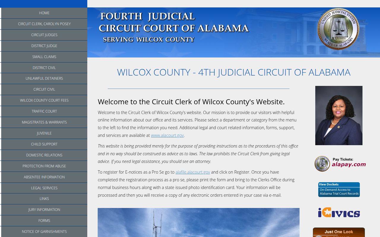 Wilcox County DUI records search portal on Alacourt